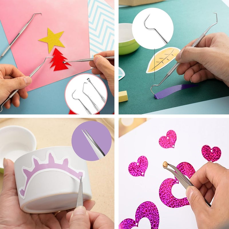 Dorhui Craft Tools Set Weeding Tools Kit for Vinyl, Craft Vinyl Tools Kit for Weeding Vinyl, Silhouettes, DIY Art Work Cutting, Hobby, Scrapbook, Lettering - Image 4